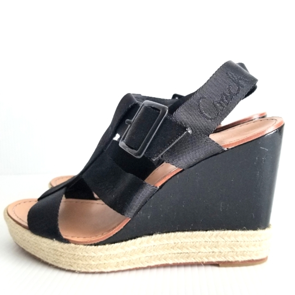Coach Maryanne Black Wedge Espadrilles Sandals Size 11